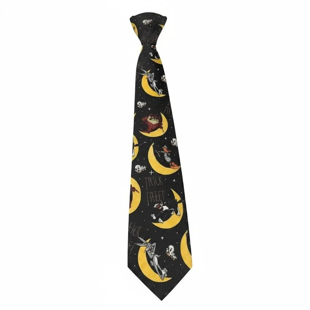 Vtg 1995 Looney Tunes Mania Halloween Tie Twick or Tweet Moon Novelty Necktie